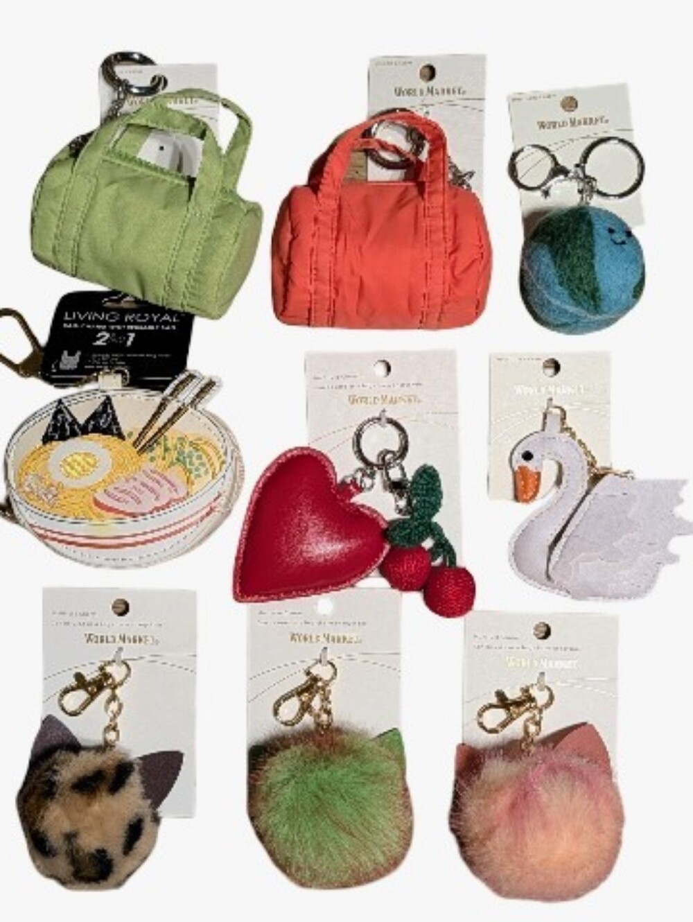 World Market Bag Charm/ Keychain 9pc Lot